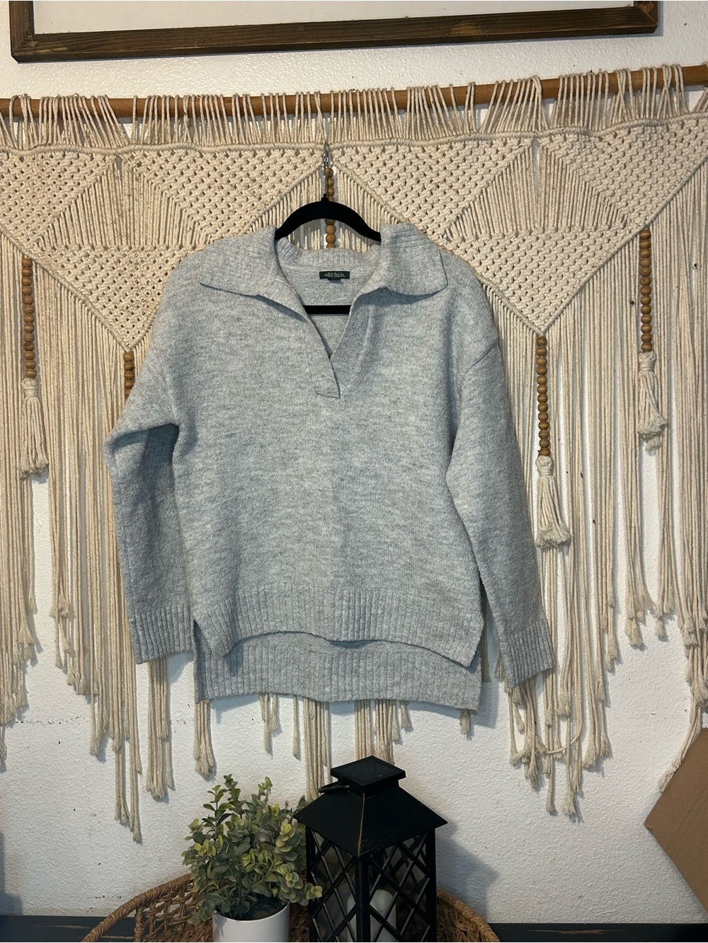 wild fable Light Gray Cowl Collared Sweater